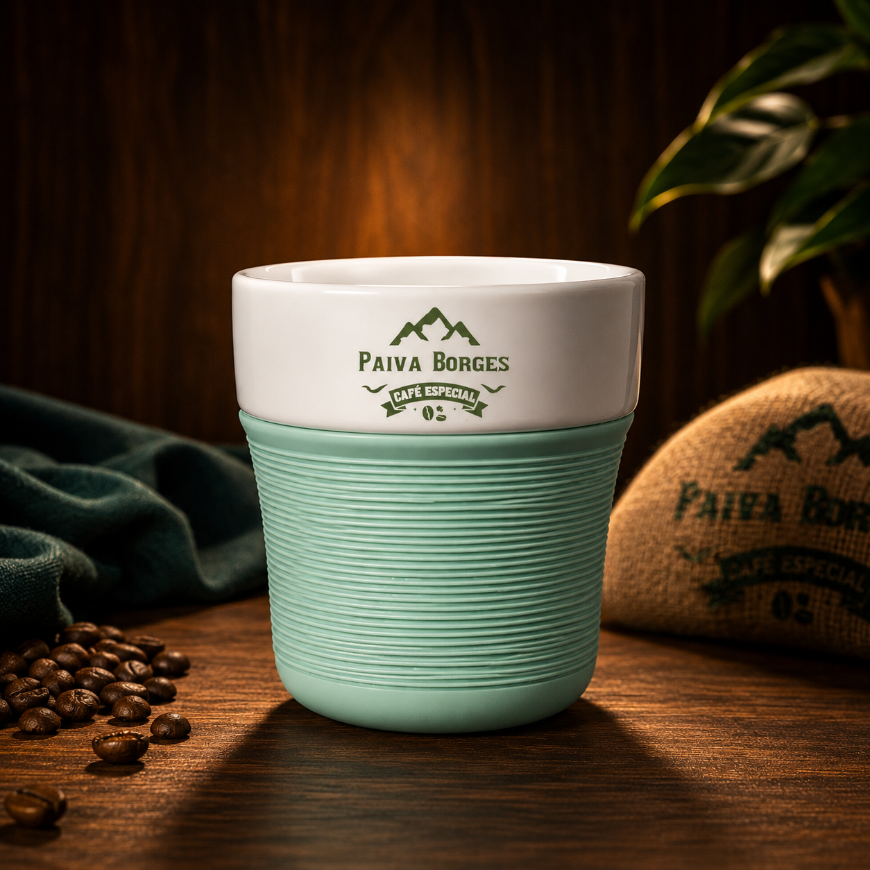 Copo de Porcelana com luva de silicone - 150ml - Verde - Image 3